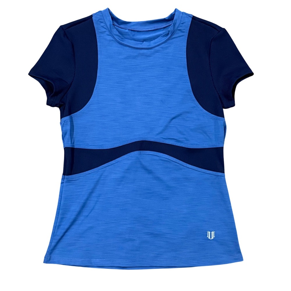 Eleven by Venus Williams Womens Blue Colorblock Athletic Tennis Top Size Small